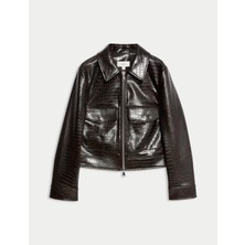 Marks & Spencer Suni Deri Harrington Ceket