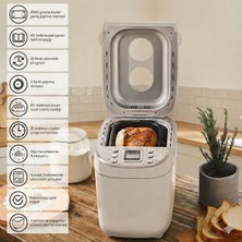 Karaca Ekmek Yapma Makinesi Çift Karıştırıcılı 850W - Reçel, Kek ve Hamur Yoğurma Özellikli, Glutensiz Programlı, Isı Koruma ve Zamanlayıcılı Büyük Boy