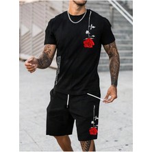 Manfinity Homme 2 Adet/takım Erkek Çiçek Desenli Tişört ve Şort Takımı