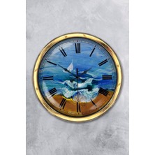 Kasva Concept Hediyelik 40 cm Gold Metal Dekoratif Duvar Saati