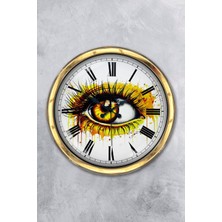 Kasva Concept Hediyelik 40 cm Gold Metal Göz Duvar Saati