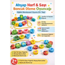 Direkstoktan Ahşap Harf & Sayı Boncuk Dizme Oyuncağı – Eğitici Montessori Oyunu / Wooden Toys Garden Beads