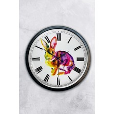 Kasva Concept Hediyelik 40 cm Siyah Metal Tavşan Duvar Saati