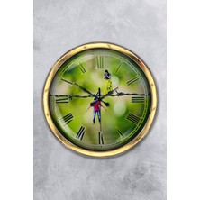 Kasva Concept Hediyelik 40 cm Gold Metal Funny Gelin Damat Duvar Saati