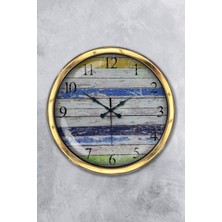 Kasva Concept Hediyelik 40 cm Gold Metal Alaçatı Duvar Saati