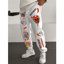 Adrift Skull  Letter Graphic Drawstring Waist Eşofman Altı