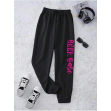 Adrift Letter Graphic Drawstring Waist 4 Mevsim Eşofman