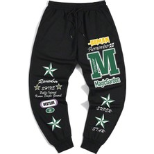 Adrift Guys Star & Slogan Graphic Drawstring Waist Eşofman Altı