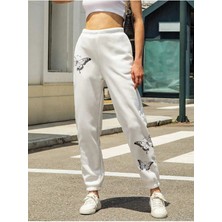 Adrift Butterfly Print Elastic Waist 4 Mevsim Eşofman
