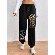 Adrift Cartoon & Graphic Drawstring Waist 4 Mevsim Eşofman