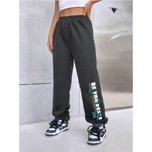 Adrift Letter Graphic Elastic Waist 4 Mevsim Eşofman