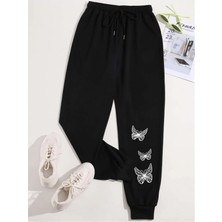 Adrift Butterfly Print Drawstring Waist 4 Mevsim Eşofman