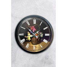 Kasva Concept 40 cm Siyah Metal Vazolu Çiçek Duvar Saati