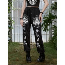 Adrift Goth Skull Graphic Drawstring Waist 4 Mevsim Eşofman