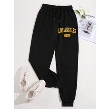 Adrift Letter Graphic Drawstring Waist 4 Mevsim Eşofman