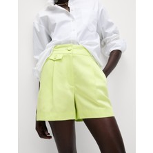 Marks & Spencer Linen Karışımlı Yüksek Bel Bermuda Şort