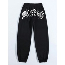 Adrift Letter Graphic Elastic Waist 4 Mevsim Eşofman