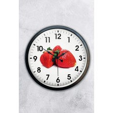 Kasva Concept Hediyelik 40 cm Siyah Metal Çilek Duvar Saati