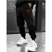 Adrift Hypemode Floral & Letter Graphic Drawstring Waist Eşofman Altı