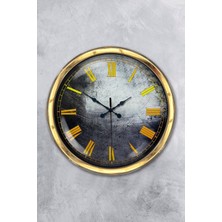 Kasva Concept 40 cm Gold Metal Sarı Rakamlı Duvar Saati