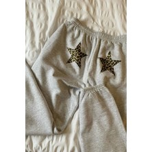 Kalic Studio Kadın Yıldız Leopar Baskılı Eşofman Altı