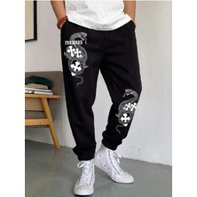 Adrift Halloween Cross & Letter Graphic Drawstring Waist Eşofman Altı