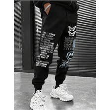 Adrift Slogan & Cartoon Graphic Drawstring Waist Eşofman Altı