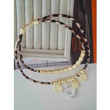 Pames Aksesuar Leopar Deri Charm Kolye