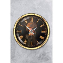 Kasva Concept Hediyelik 40 cm Gold Metal Korsan Duvar Saati