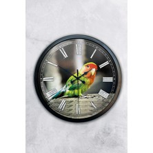 Kasva Concept Hediyelik 40 cm Siyah Metal Kuşlu Duvar Saati