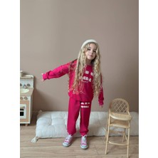 Jolly Kids Kız Çocuk Şeritli Sweatshirt Eşofmanlı Kışlık Takım