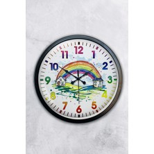 Kasva Concept 40 cm Siyah Metal Çocuk Gökkuşağı Duvar Saati