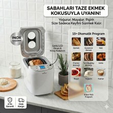 Karaca Beyaz 1500 gr Ekmek Yapma Makinesi ve Hamur Yoğurma Fırını - 15 Otomatik Programlı, Çift Karıştırıcılı, Zaman Ayarlı, Glutensiz, Yoğurt ve Reçel Özellikli