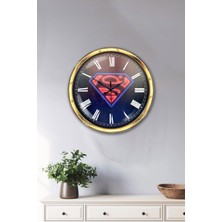 Kasva Concept Hediyelik 40 cm Gold Metal Süperman Duvar Saati