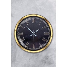 Kasva Concept Hediyelik 40 cm Gold Metal Siyah Duvar Saati