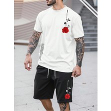 Manfinity Homme 2 Adet/takım Erkek Çiçek Desenli Tişört ve Şort Takımı