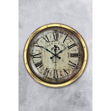 Kasva Concept Hediyelik 40 cm Gold Metal Cafe De Paris Duvar Saati