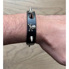 Metal Giyim Spayk Kurukafa Ince Bileklik