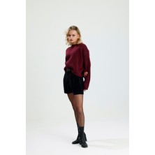 Rose Quenn Fitilli Kadife Kumaştan Kısa Kışlık Şort