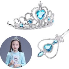 Hayat Store Karlar Ülkesi Elsa Mavi Kalpli Taç ve Mavi Asa Seti Çocuk Boy
