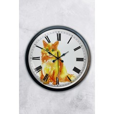 Kasva Concept Hediyelik 40 cm Siyah Metal Kedi Duvar Saati