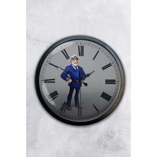 Kasva Concept Hediyelik 40 cm Siyah Metal Gemi Kaptanı Duvar Saati