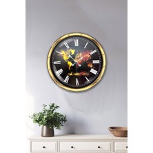 Kasva Concept Hediyelik 40 cm Gold Metal Dünya Haritası Duvar Saati