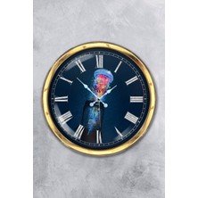 Kasva Concept Hediyelik 40 cm Gold Metal Deniz Duvar Saati