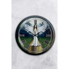 Kasva Concept Hediyelik 40 cm Siyah Metal Melek Duvar Saati