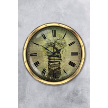 Kasva Concept Hediye 40 cm Gold Metal Kitap Duvar Saati Clock