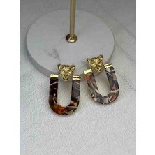 Noshnosh Tasarım Kemik Akrilik Kahverengi Trend Küpe