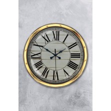 Kasva Concept Hediyelik Saat 40 cm Gold Metal Roman Rakamlı Duvar Saati