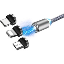 Yaman Market Ally 2m Magnetic-Miknatisli USB Sarj Kablosu 3 BASLIK(IPHONE+TYPE-C+MICRO-(5775) - KB002H-6J43S0