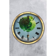 Kasva Concept Hediyelik 40 cm Gold Metal Mutfak Duvar Saati